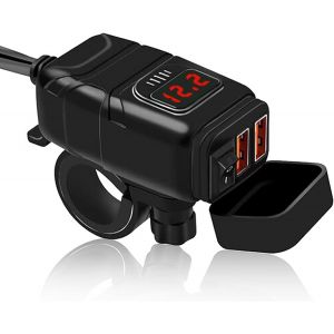 TIANYI-Prise USB Moto, QC3.0 Chargeur USB Moto de Téléphone Adaptateur SAE vers USB Avec ip65 Voltmètre Etanche et Protection de Charge pour Dual USB Moto Téléphone/Tablette /GPS/Caméra DC12V - Neuf