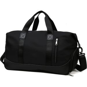RFCBC-Sac de Sport Femme Homme,Sac de Voyage avec Compartiment Chaussure et Poche Humide,Impermeable Grande Capacité 40L Gym Duffel Bag,Oxford Sac Weekend pour Fitness Camping Piscine,Noir - Neuf