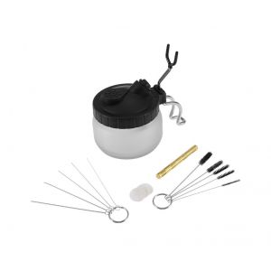 Kit de nettoyage pour a&eacute;rographe avec pot, aiguilles et brosses pour pistolets &agrave; peinture - Neuf