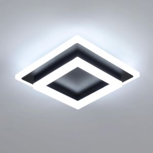Plafonnier Led, 24W 2700Lm Lampe De Plafond Carr&eacute;, Luminaire Plafonnier Led Moderne Noir Pour Couloir Coucher Salle De Bains Cuisine Salon, 6500K Lumi&egrave;re Blanche Froide - Neuf