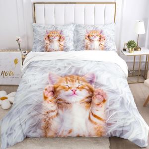 Ulteronixshop-Parure De Lit Motif Chat 200x200cm- Avec Housse De Couette Et Taie D'oreiller - Motif Chat En 3d - Pour Filles Et Gar&ccedil;ons (Double&iquest;200x200cm&iquest;, C) - Neuf