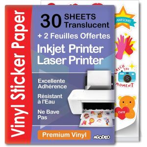 Checarzhn--No1-Papier Autocollant Semi-Transparent De Qualité Supérieure - 30 Feuilles A4 - Semi-Transparent - Imperméable Et À Séchage Rapide - Compatible Avec Cricut - Neuf