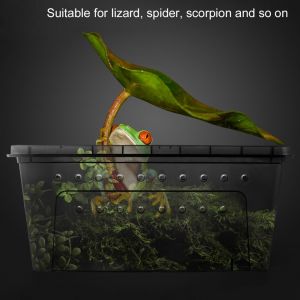 Hjlian Conteneur D'alimentation Ventile En Plastique Durable Pour Lezards, Araignees Et Scorpions (Noir) - Neuf