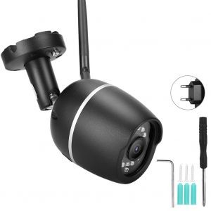 Camera IP Wifi 1080P noire IP66, vision nocturne, audio bidirectionnel, securite domestique, compatible Onvif 100-240VEU - Neuf