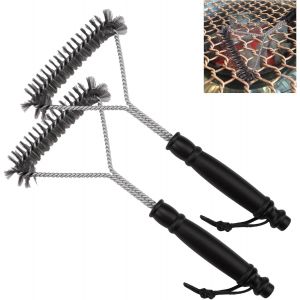 KAL-Lot De 2 Brosse Barbecue En Acier Inoxydable, Triangulaire Brosse De Nettoyage À 360 Pour Grill, 31 Cm Nettoyage Grille Barbecue Avec Poignée Longue, Brosse À Grille Barbecue Pour Tous Les Grils - Neuf