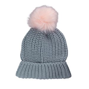 Promotion ! Bonnet Tricot 'france Cocorico' Gris Rose - Taille Unique - Neuf