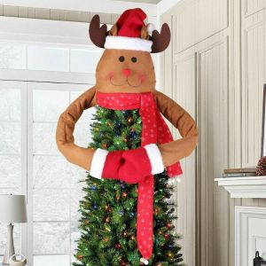 Arbre De No&euml;l En Tissu Topper D&eacute;cor Santa Elk Bonhomme De Neige De Co - Neuf