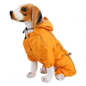 Hjlian Impermeable Pour Animaux De Compagnie, Veste Impermeable, Capuche Pour Chien, Combinaison, Manteau De Pluie, Vetements De Pluie, Orange, Taille M - Neuf