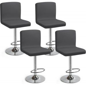 Eryi-Housses De Chaise De Bar Extensible,Lot De 4 Housse De Chaise De Salle À Manger De Bar Universel Housse De Tabouret De Bar Avec Dossier Housse Chaise De Bar Pour Pub Cuisine Café(Gris Foncé, Lot - Neuf