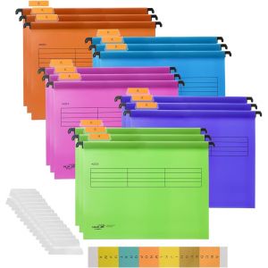 Eryi-Support Dossier Suspendu, 15 Pcs Dossier Suspendus A4 En Pp Avec Onglets Et Inserts, Armoire De Classement Suspendus Pour Le Bureau, École, Famille, Dossier Suspendu Pour Tiroir (5 Couleurs) - Neuf