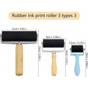 3 Pcs Rouleau En Caoutchouc Impression Artisanat Brayer Rouleau En Caoutchouc Pour L'art Rouleau D'encre Pour La Gravure - Neuf