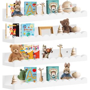 Étagère murale flottante à 4 niveaux pour enfants, 42 cm, étagère murale festonnée pour chambre à coucher, salon, chambre d'enfant, chambre de bébé, chambre d'enfant - Neuf