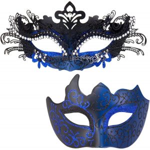 Masques De Bal Masqu&eacute; Pour Couples-Masque V&eacute;nitien En Filigrane En M&eacute;tal Brillant Et Strass Pour Homme Pour Mardi Gras.[J323] - Neuf