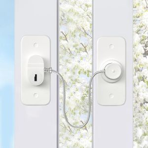 2 Pcs Securite Fenetre Enfant,Securite Placard Enfant avec 2 Clés,Protection Bloque Fenetre Enfant avec Adhésif Puissant ou Fixation par Vis pour Frigo,Réfrigérateur,Tiroir,Armoire-Blanc - Neuf