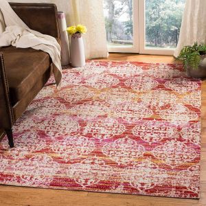 Sjzg-Madeline Tapis Multifonction Int&eacute;rieur/Ext&eacute;rieur En Polypropyl&egrave;ne Tiss&eacute; Rose/Multicolore 90 X 150 Cm - Neuf