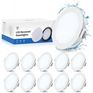 Spot Led Encastrable Extra Plat, Spot Ip65 Salle De Bain 6500k Blanc Froid 400lm, Spots De Plafond Trou 68-80mm, 220v Éclairage Encastré Pour Salon Cuisine Chambre Couloir, Lot De 10 - Neuf
