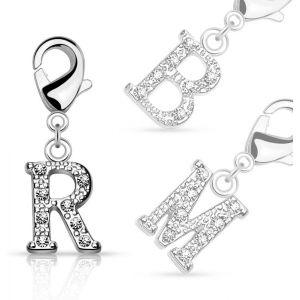 Cmjaagur-Breloques Argent&eacute;es - Pendentifs En Forme De Lettre Minuscule Orn&eacute;e De Strass Pour Bracelet &Agrave; Breloques, Collier Ou Boucles Doreilles - Pour Femme, Homme Et Enfant - A B C D E F G H[M2750] - Neuf