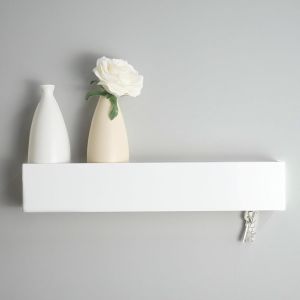 Porte-cl&eacute;s moderne de 43,5 cm avec &eacute;tag&egrave;re en m&eacute;tal - Meuble mural pour couloir, chambre &agrave; coucher et salon - Blanc - Neuf