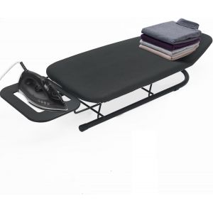 MEVRONISSHOP-Planche &agrave; Repasser de Table, Design Pliable, Pieds Pliables antid&eacute;rapants, Housse 100% Coton avec Couche de Mousse, Repose-Fer &agrave; Vapeur, l&eacute;g&egrave;re, emplacements limit&eacute;s, 76 x 30 cm - Neuf