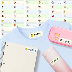 Kalanka-90 &Eacute;tiquettes V&ecirc;tements Thermocollantes - 45 X 15 Mm - Autocollants Nominatifs Color&eacute;s &Agrave; Motifs De Dessins Anim&eacute;s, Lavables, Pour Les Enfants, La Cr&egrave;che, L'&eacute;cole - Neuf
