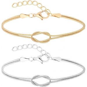 Eryi-Bracelet Couple Amoureux Pour 2 - Bracelet Connecté Couple En Or Et Argent - Idée Cadeau Romantique - Bracelet Femme Et Homme - Ensemble De 2 Bracelets Élégants - Neuf