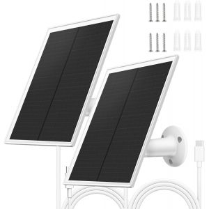 lbgwp60-Lot De 2 Panneaux Solaires 6 W Pour Caméra De Surveillance Extérieure, Panneau Solaire Usb Pour Caméra De Batterie Extérieure 5 V, Étanche Ip66, Support Réglable À 360°, Câble De 3 M - Neuf