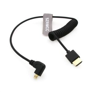 ERYI-8K 2.1 Micro Hdmi À Angle Droit Vers Hdmi Câble Tressé Spiralé Haute Vitesse Pour Go-Pro Hero 3/4 Canon Eos M5 Sony A6000 A7Iii Rx10 Nikon B500 Z6 Raspberry Pi 4 Atomos Ninja 2 Monitor - Neuf