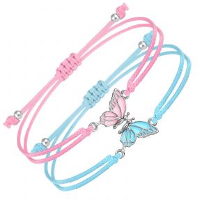 Bracelet D'amiti&eacute; Papillon,Bracelets D'amiti&eacute; Papillon Mignon,Bracelet D'amiti&eacute; R&eacute;glable,Bracelets De Couple,Bracelets Cadeaux Papillon Pour Cou - Neuf