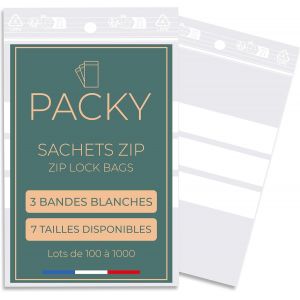 Sjzg-- Sachets Zip Transparent 3 Bandes Blanches - 7 Tailles Disponibles U2013 Sac Congelation Zip U2013 Sachet Zip Reutilisable - Pochon Plastique Refermable U2013 Ziplock Bag - 4x6 Cm Lot De 100 - Neuf