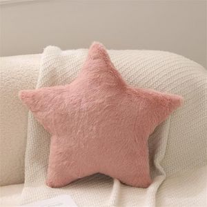 CAUC-Coussin douillet pour enfant - Coussin d&eacute;coratif en peluche douce et moelleuse - Motif lune et nuages - En forme d'&eacute;toile - Pour canap&eacute; - D&eacute;coration de chambre &agrave; coucher - Rose - 38 cm - Neuf