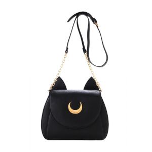 Sac &agrave; main pour filles et femmes avec design &eacute;l&eacute;gant de lune et chat, taille 22x18x8cm, sac en cuir composite avec bandouli&egrave;re r&eacute;glable, polyvalent pour tous les occasions - Neuf