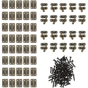 20 Pi&egrave;ces Loquets &agrave; Crochet, M&eacute;tal Charni&egrave;re, Loquet Crochet Bronze, 40 Pi&egrave;ces Charni&egrave;re, Avec Des Vis, Pour Artisanat R&eacute;tro, Tels Que Des Bo&icirc;tes En Bois R&eacute;tro, Coffrets Cadeaux - Neuf