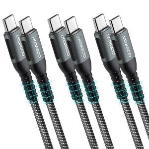 Cable USB C vers USB C [0.5M+1M+2M] 100W Cable USB C Charge Rapide PD3.0 QC3.0 Cordon Type C Nylon Tressé avec Puce E-Mark Cable Chargeur USB C pour iPhone 15 Pro Max,Galaxy S23 - Neuf