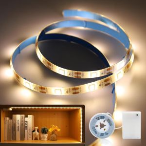 Chenquansarl-Ruban Led Pile Batterie, Ruban Led 1m Blanc Chaud Pour Sous Le Meuble De Cuisine, Étagères, Meuble Bas, Placard, Décoration - Neuf
