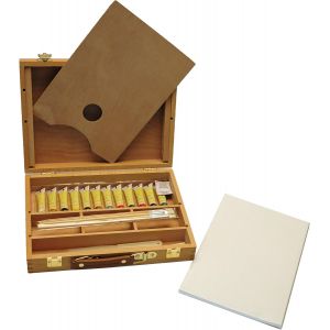 Chenquansarl-Ensemble De Peinture Boite Chevalet En Bois Premium De 23 Pièces - Chevalet De Table/ 3 X Tableaux De Toile/12 X Couleurs Acryliques/ 4 X Pinceaux D'artiste/Crayon Hb/Palette En Bois - Neuf