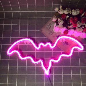 Veilleuse LED n&eacute;ons enseignes chauve-souris pour la d&eacute;coration murale de la salle de f&ecirc;te accrocher d&eacute;coratif - Neuf