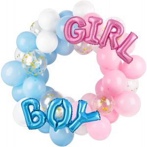 SJZG-37Pcs Ballons Gender Reveal Boy Girl R&eacute;v&eacute;lation Du Genre Ballon Confettis Avec Ruban De Soie Genre R&eacute;v&egrave;le Pour D&eacute;coration Party Baby Shower F&ecirc;te Pr&eacute;natale Bapt&ecirc;me - Neuf