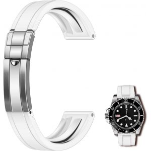 Eryi-Bracelet De Montre En Silicone Tpu De 20 Mm Pour Homme Et Femme - Caoutchouc Fluoré Avec Boucle Déployante Classique - Neuf