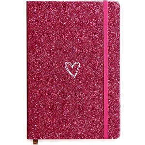 Eryi-Carnet A5 À Paillettes Ligné Pour Filles Et Femmes, Joli Journal Ligné Avec Couverture Rigide En Forme De C?ur Pour Le Travail, L'école, La Prise De Notes, Le Travail U2013 Rose Rouge - Neuf