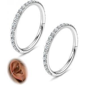 Kal-Cartilage Helix Boucles D'oreilles Cr&eacute;oles Conch Piercing Bijoux 18g 16g 316l Acier Chirurgical Anneaux Segment Charni&egrave;res Septum Anneau Nez Daith Rook Tragus Cr&eacute;oles Helix Piercing 6/8/10mm - Neuf