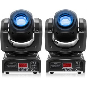Éclairage De Scène Led Moving Head Lampe Rgbw Dmx512 Uminaires À Tête Rotative Effet 8 Motifs Effet Lumineux Pour Fête Bar Halloween Noël Mariage Disco Dj - 2 Pcs - Neuf
