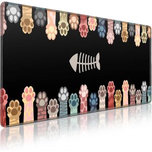 Tapis de souris XXL - 900 x 400 mm - Avec base imperm&eacute;able et antid&eacute;rapante - Pour le bureau et la maison - Am&eacute;liore la vitesse (pattes de chat) - Neuf