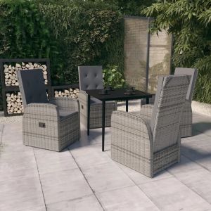 Prolenta Premium - Ensemble &Agrave; Manger De Jardin Avec Coussins 5 Pcs Gris - Neuf