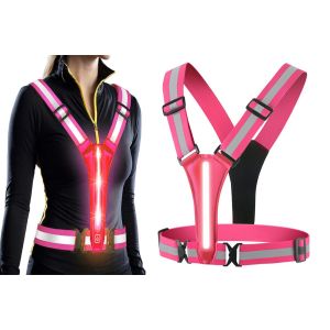 Gilet R&eacute;fl&eacute;chissant Led Rechargeable Par Usb Pour La Course &Agrave; Pied, Le Cyclisme Et L'&eacute;quitation - Rose - Neuf