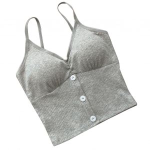 Debardeur A Bretelles Spaghetti Et Col En V Pour Femme, Dos Nu, Confortable, Respirant, Sans Fil, Ideal Pour Le Printemps, L'ete Et Le Sport Au Quotidien, Gris - Neuf