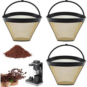 Kal-Lot De 3 Filtres &Agrave; Caf&eacute; R&eacute;utilisables, Filtre &Agrave; Caf&eacute; Conique, Panier &Agrave; Caf&eacute; Conique R&eacute;utilisable, Porte Filtre, Accessoires Pour Machine &Agrave; Caf&eacute; - Neuf