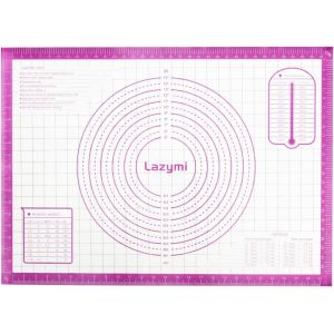 AYUHR-Antidérapant Tapis de Cuisson en Silicone, Anti-Adhérent Feuille de Cuisson Patisserie avec Mesures 71 x 51 cm, Tapis de Four pour Pizza/Biscuit/Pâte, Set de table en Silicone, (Pourpre) - Neuf