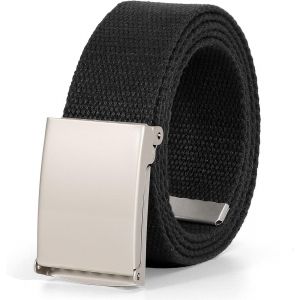 Cheng-Unisexe Ceinture En Toile Homme Pour Le Travail Ceinture À Boucle Militaire Noire Entièrement Réglable - Neuf