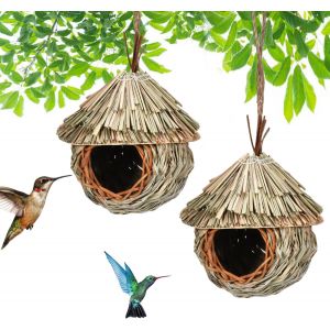 2 Pi&egrave;ces Nichoirs &Agrave; Oiseaux Sauvages, Nichoirs &Agrave; Oiseaux, Nest Oiseau Fait &Agrave; La Main, Maison D'Oiseau Suspendue, Pour Les Petits Birds, 19x15 Cm - Neuf
