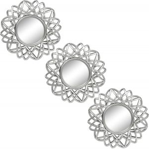 ERYI-Lot De 3 Miroirs Argentés Pour Décoration Murale - Décoration De Chambre Et De Maison - Petits Miroirs Muraux Ronds Pour Chambre À Coucher, Salle De Bain Et Salon (M005) - Neuf